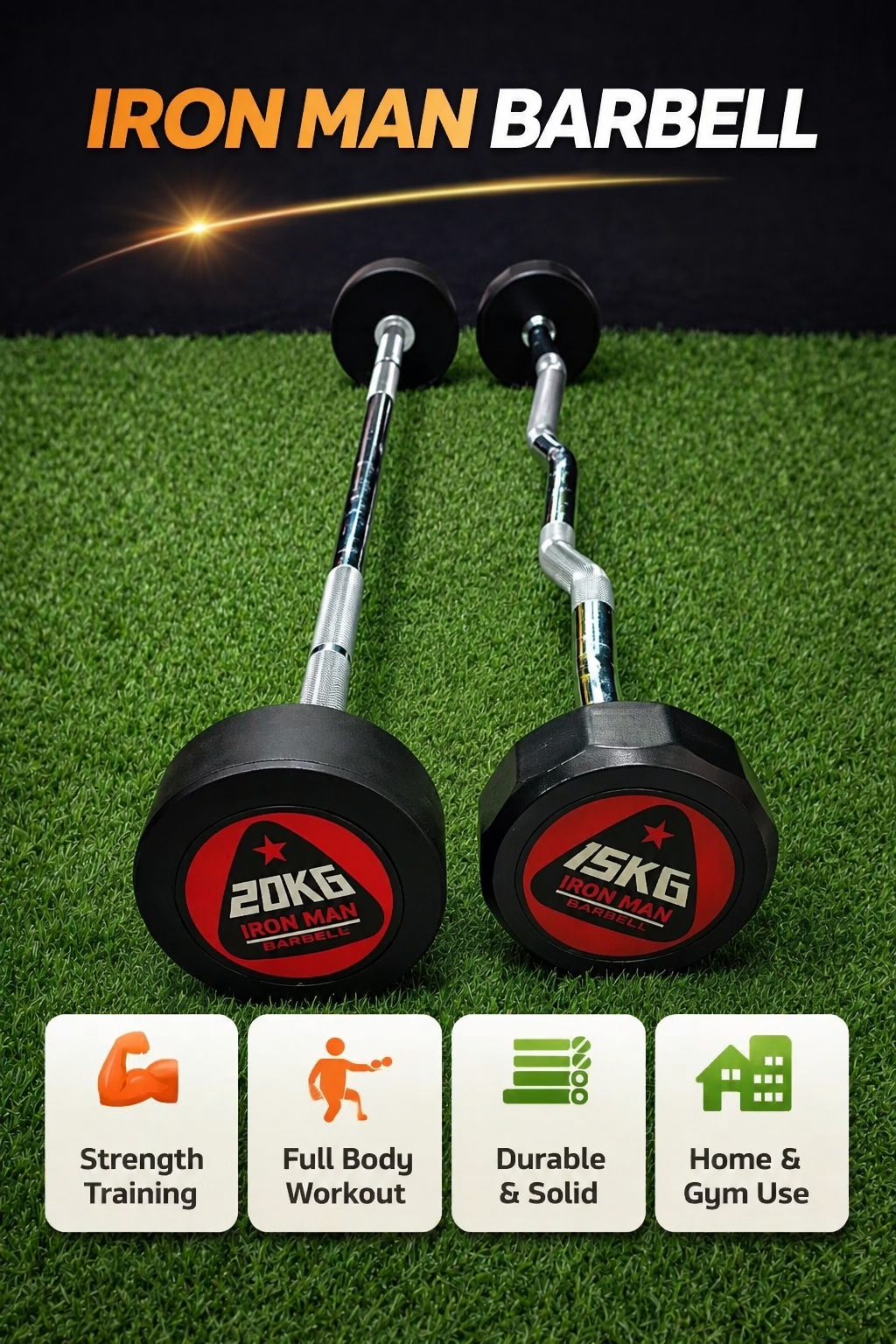10 Kg Iron Man Fixed Barbell 1 Pcs